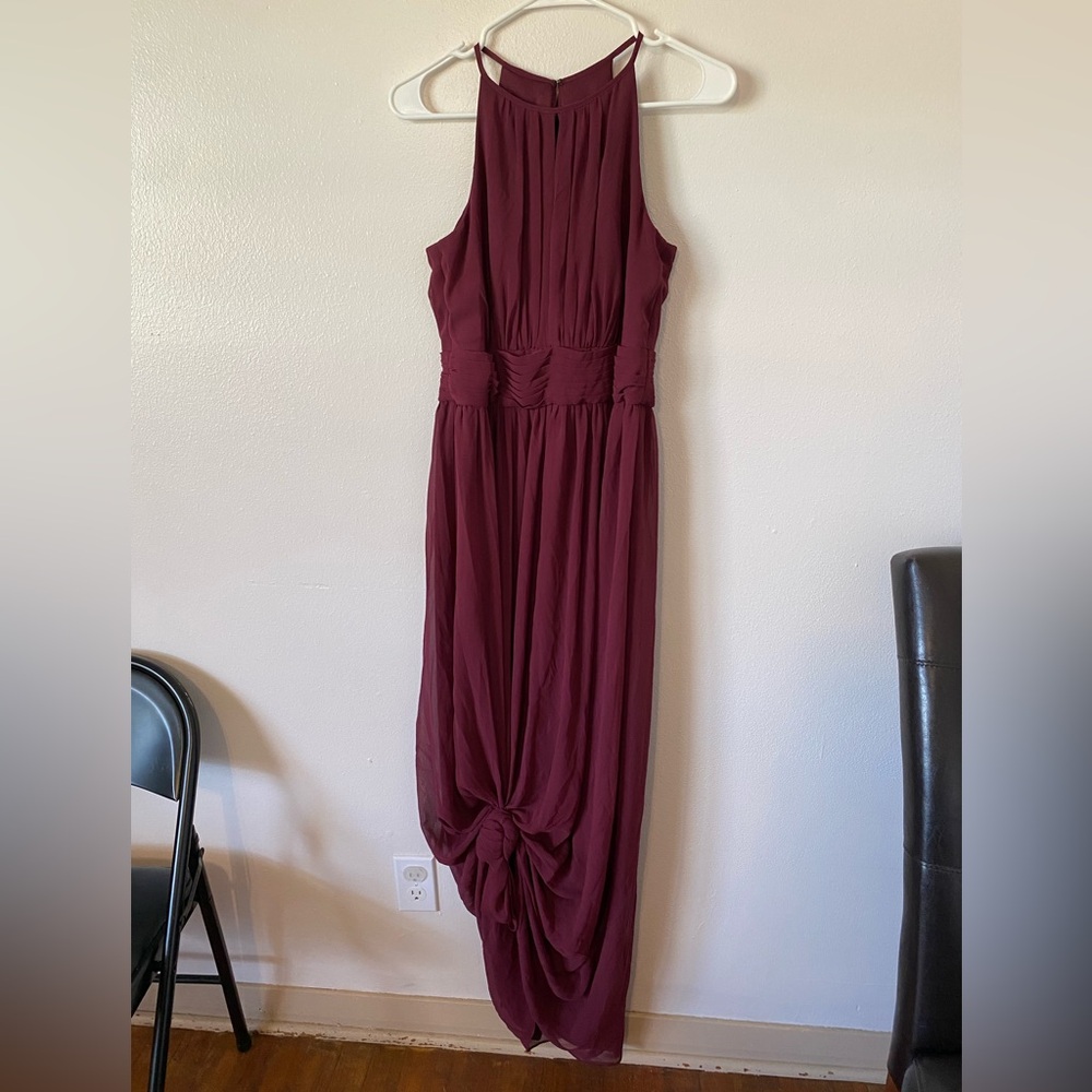 Formal Dress Burgundy Bridesmaid Floor Length David’s Bridal Dress Size 8
